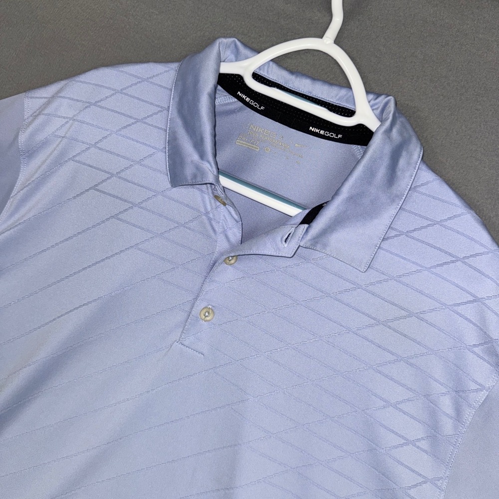 Nike Polo Shirt Mens XL Blue Golf Tour Performance Stretch Dri-FIT Diamond